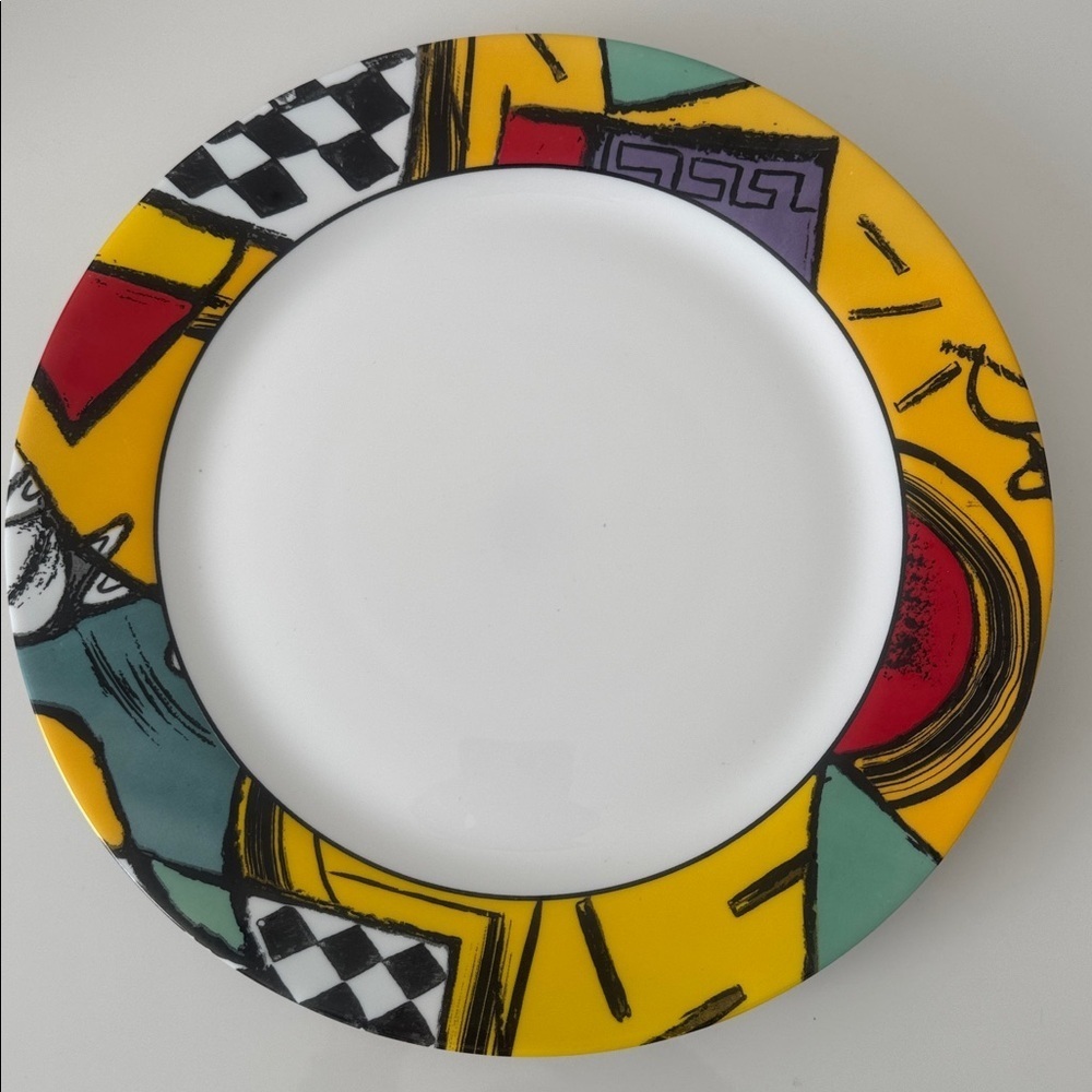 Vintage Acropal Patchwork Colorful Geometric Patterned Dinner Plates Set of 5 - Picture 5 of 8